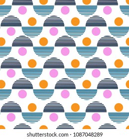Colorful Vector seamless pattern. Abstract background with round polka dots mix in stripe. Freshing color texture. Stylish in circle shape on white color
