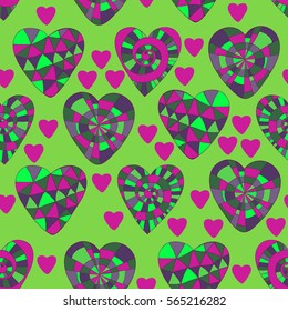 Colorful Vector seamless pattern of beautiful hearts. The best for Valentine's Day, Wedding and Birthday design.