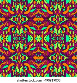 Colorful vector seamless pattern. Bohemian pattern. Design ideal for textile, wrapping paper, scrapbooking.