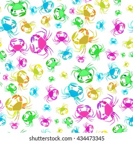 Colorful vector seamless pattern with crabs. Vector multicolor Illustration