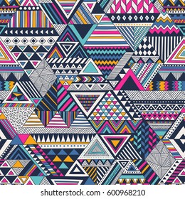 colorful vector seamless pattern with geometric shapes. retro vintage abstract art print. fashion 80s-90s. memphis style design background. Wallpaper, cloth design, fabric, textile. 