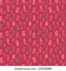 Colorful vector seamless pattern with hand drawn pineapples. Great for textile, wallpaper, wrapping paper, menu, website backround