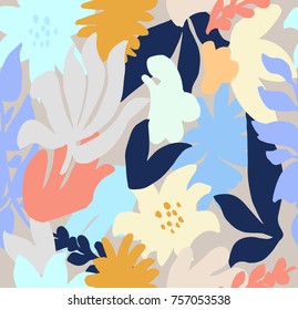 Colorful vector seamless pattern. Hand drawn shapes. Trendy vibr
