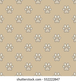 Colorful vector seamless pattern with paw footprints