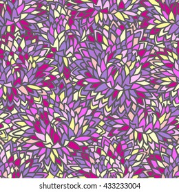 Colorful vector seamless pattern. Pink flowers and petals.