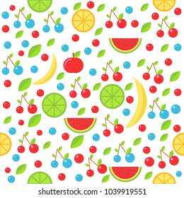 Colorful vector seamless pattern with summer fruits Vector Illustration EPS10.