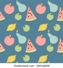 Colorful vector seamless pattern with summer fruits