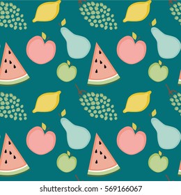 Colorful vector seamless pattern with summer fruits