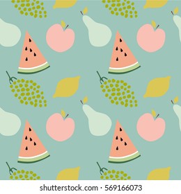 Colorful vector seamless pattern with summer fruits