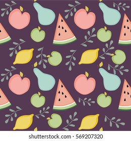 Colorful vector seamless pattern with summer fruits