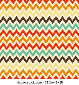 Colorful vector seamless pattern with zigzag weave tracery. Geometric flat retro design