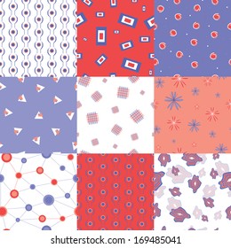 Colorful vector seamless patterns (fabric or paper) kit