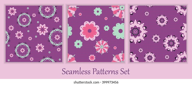 colorful vector seamless patterns set. Elements for your design. Eps10