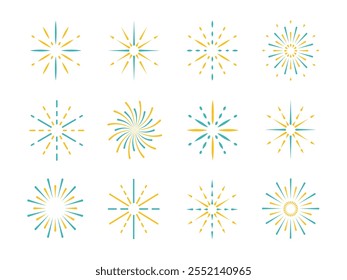  A colorful vector set of flat fireworks with bursts, flashes, and sparkles, perfect for festivals, birthdays, and holidays. Ideal for banners, posters, greeting cards, and festive designs.