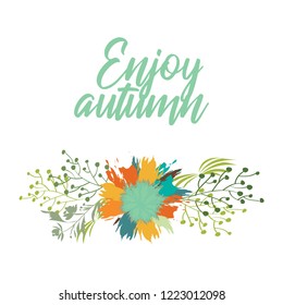 Colorful vector set of floral compositions with slogan. Beautiful wreath with floral, can be used as creating card, invitation card for wedding, birthday and other holiday.