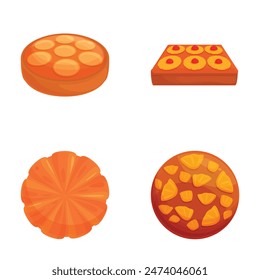 Colorful vector set of four different styled cartoon biscuits and cookies isolated on white