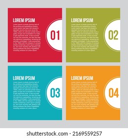 Colorful Vector Set of Four Step Infographic Layouts with Text Placeholders and Numbering