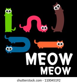 Colorful vector set of funny cats