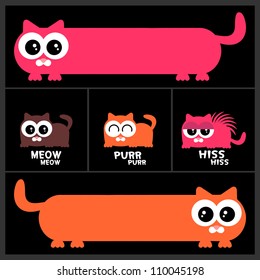 Colorful vector set of funny cats