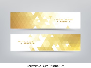 Colorful vector set of colorful geometric, abstract mosaic banners.
