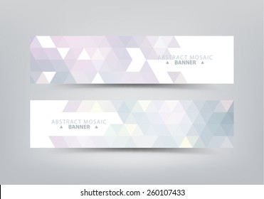 Colorido conjunto vectorial de coloridos banners geométricos, abstractos de mosaicos.