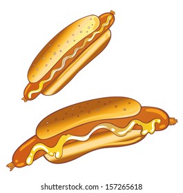 Colorful vector set with hot dogs
