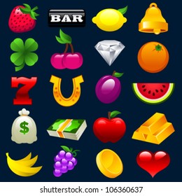 Colorful vector set of slot machine icons