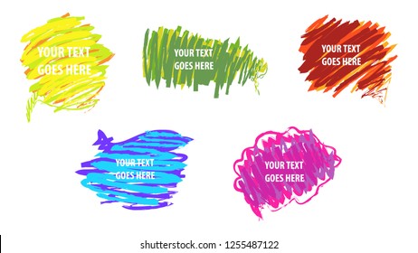 Colorful vector set of speech bubbles, group of doodle speech bubble on white background