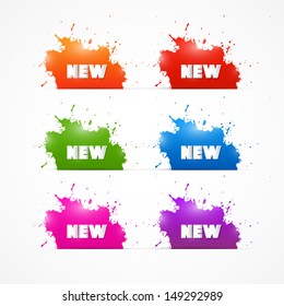 Colorful Vector Set of Stains, Blobs, Splashes with Title New