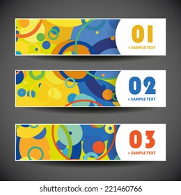 Colorful Vector Set of Three Header Designs with Dots and Circles