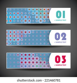 Colorful Vector Set of Three Header Designs with Dots and Circles