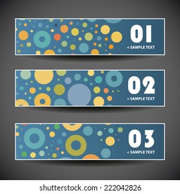 Colorful Vector Set of Three Header Designs with Dots and Circles