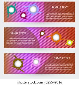 Colorful vector set of three header designs
