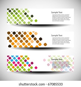 Colorful vector set of three header designs