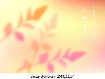 Colorful Vector Shadow of Tree Leaves on Background with Gradient. Decorative Design Element for Posters and Mockups. Creative Overlay Effect