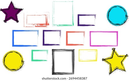 Formas de Vector de colores con bordes ásperos sobre fondo blanco