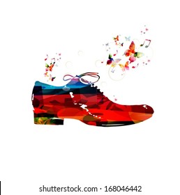 Colorful vector shoe background with butterflies. 