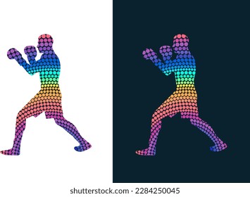 Colorful Vector Silhouette of Boxers