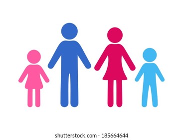 Colorful vector silhouette family icon on white background