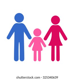 Colorful vector simple family icon with one girl