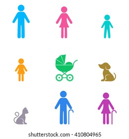 Colorful vector simple family infographic icons collection