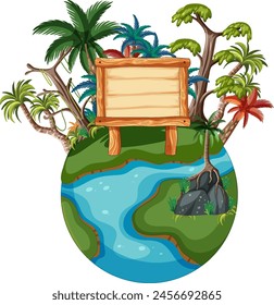Colorful vector of a small island with signboard