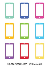 Colorful vector smart phone set