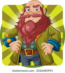 Colorful vector of a smiling, bearded fantasy dwarf