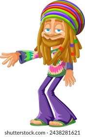 Colorful vector of a smiling Rastafarian man.