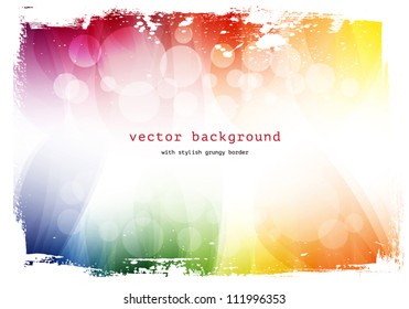 Colorful vector smooth modern wavy background with grungy border