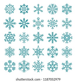 Colorful vector snowflakes of collection isolated on white background vector illustration
