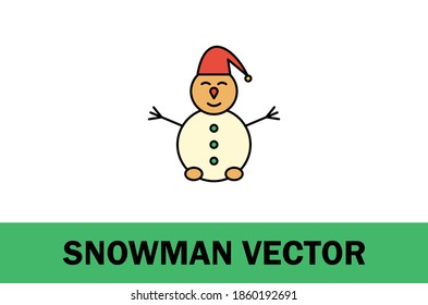 Colorful vector of snowman icon. Isolated on white background. For designer. With farming and environment theme.