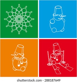 colorful vector snowman set
