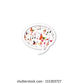 Colorful vector speech bubble with butterflies